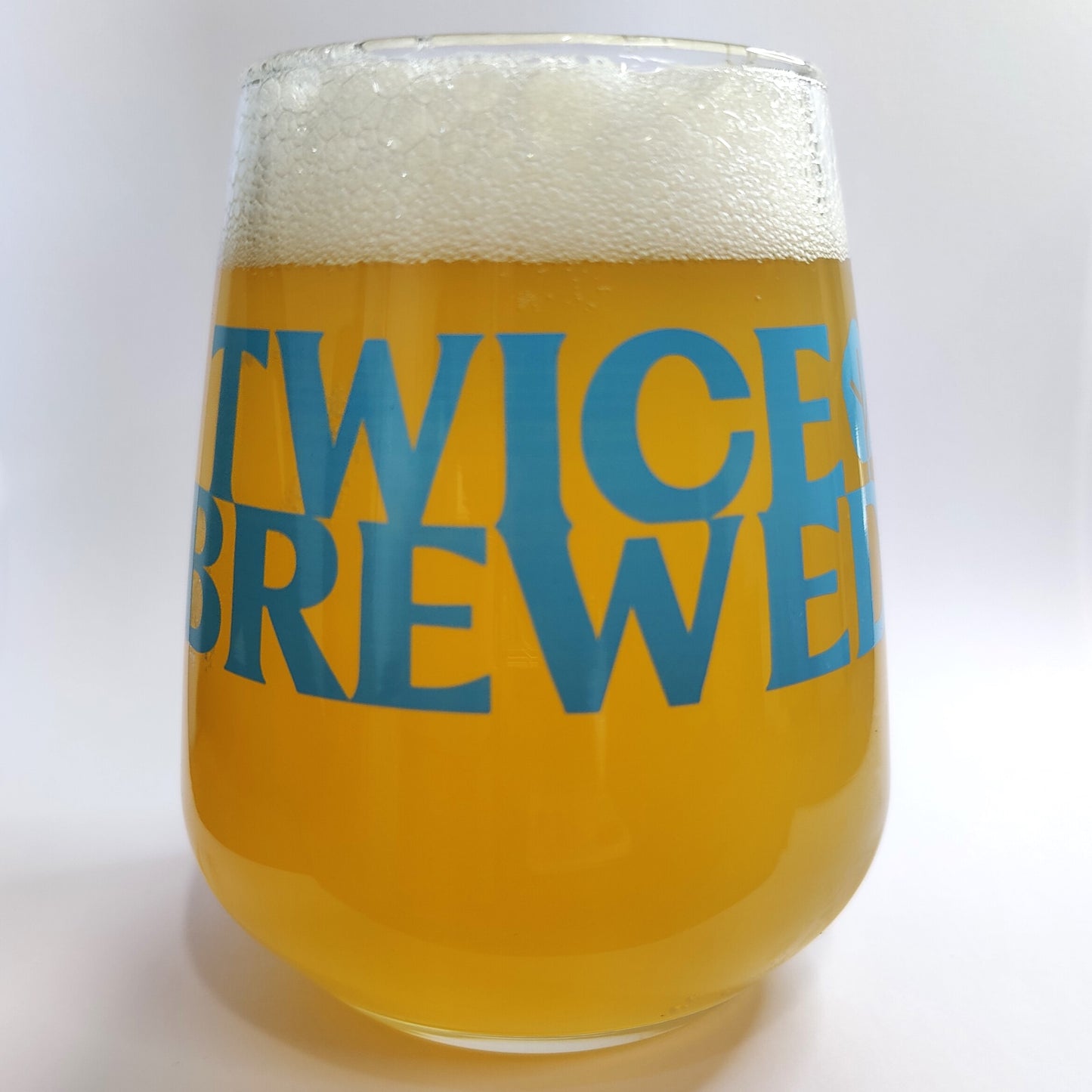 Twice Brewed Logo Mencia Craft Beer Glass - Blue