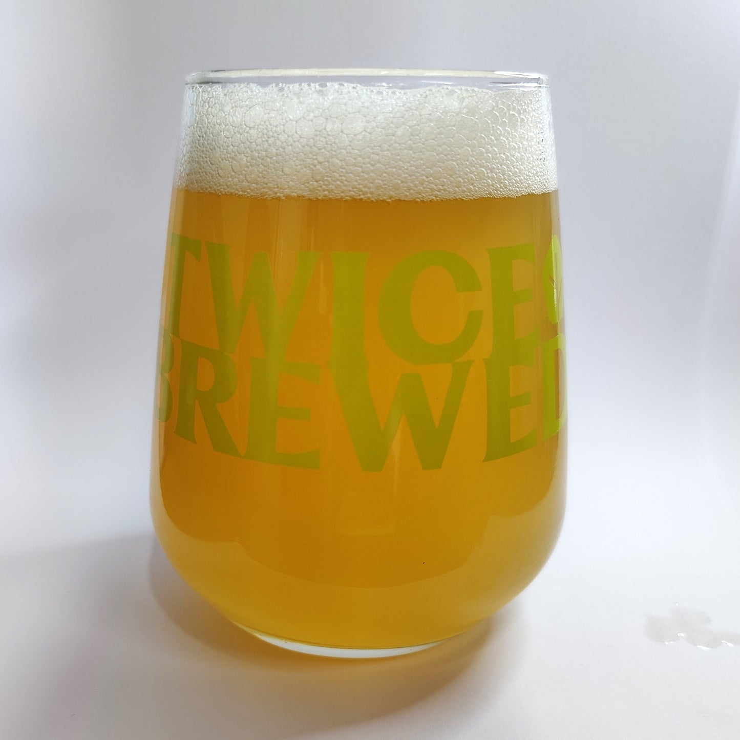 Twice Brewed Logo Mencia Craft Beer Glass - Green