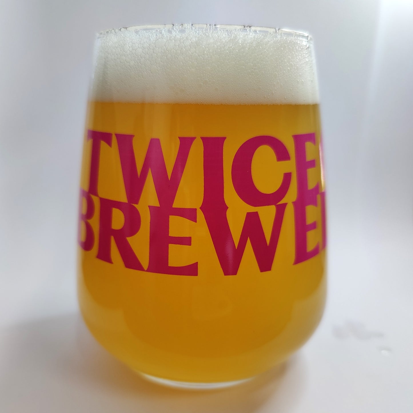 Twice Brewed Logo Mencia Craft Beer Glass - Pink