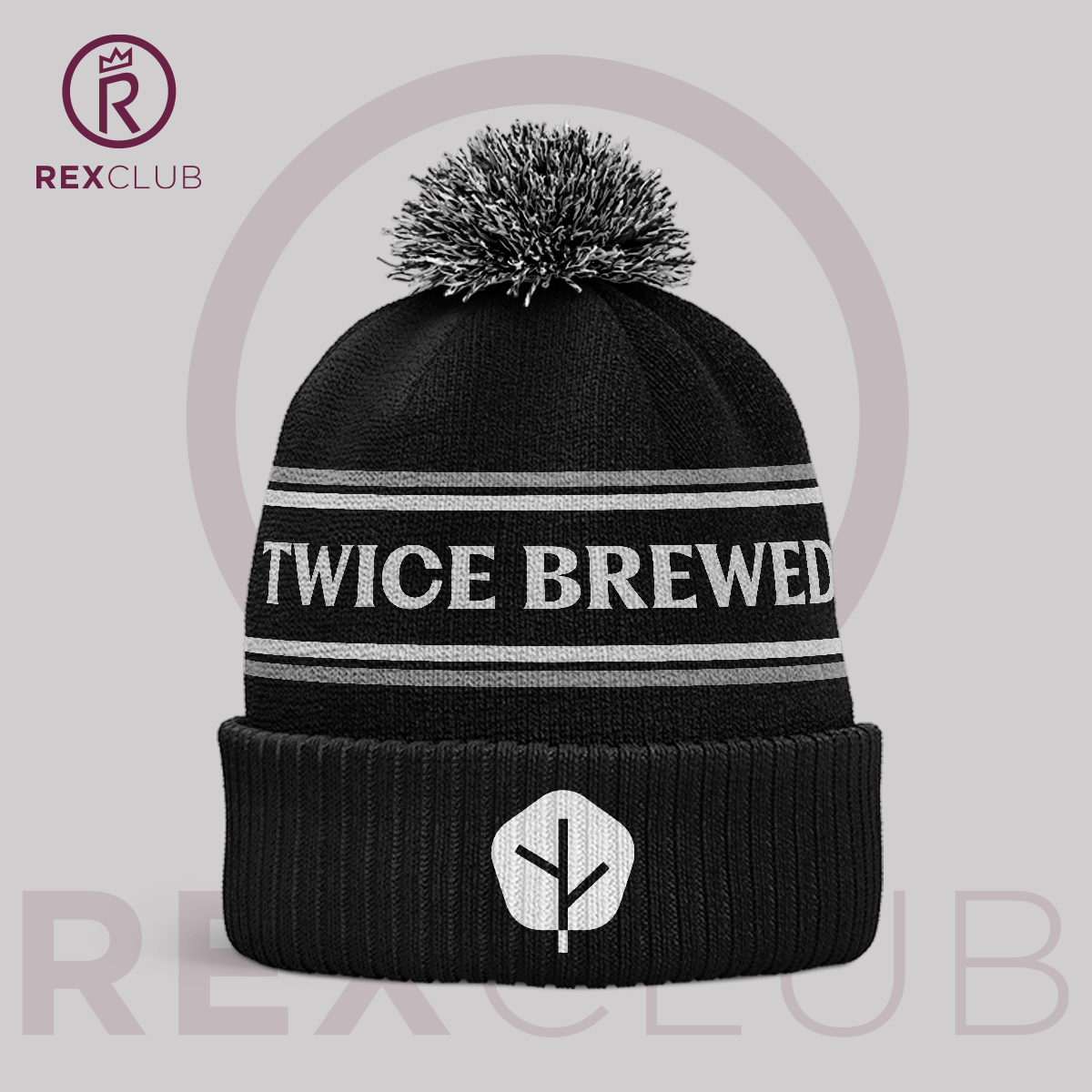 Twice Brewed Bobble Hat (Black/White/Grey)