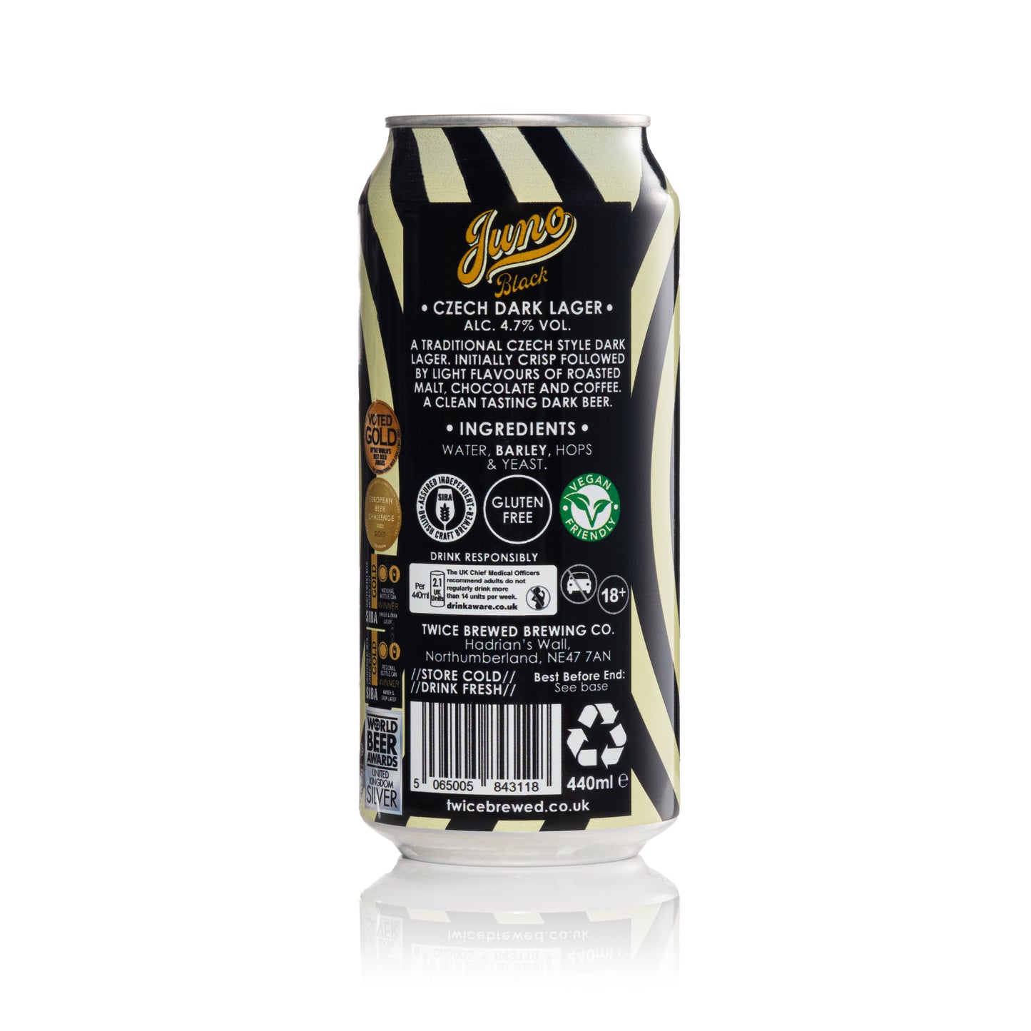 Juno Black, Czech Dark Lager (GF), 4.7% - 440ml Can