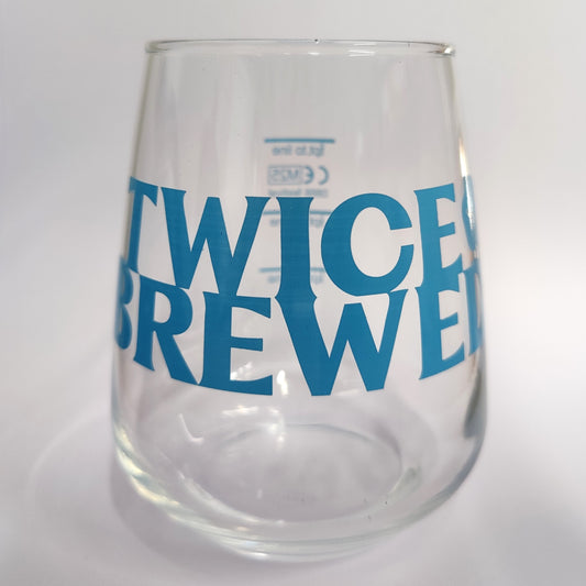 Twice Brewed Logo Mencia Craft Beer Glass - Blue
