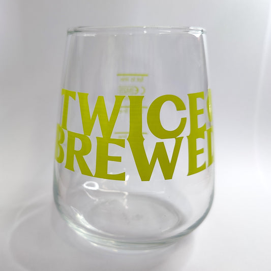 Twice Brewed Logo Mencia Craft Beer Glass - Green