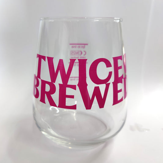 Twice Brewed Logo Mencia Craft Beer Glass - Pink