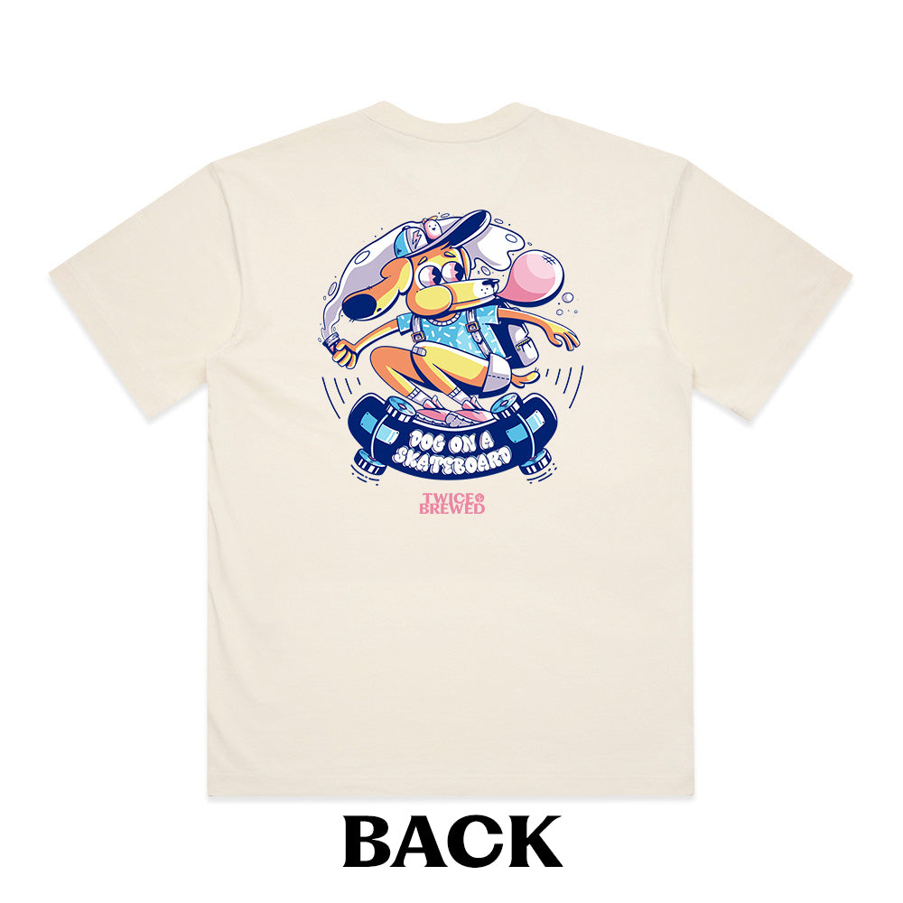 Dog On A Skateboard Premium Box Fit T-Shirt (Ecru)
