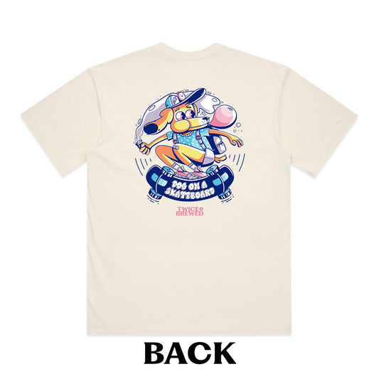 Dog On A Skateboard Premium Box Fit T-Shirt (Ecru)