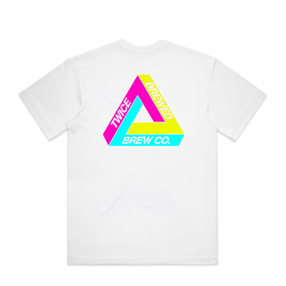 Twice Brewed Triangle Logo Premium Box Fit T-Shirt (White)