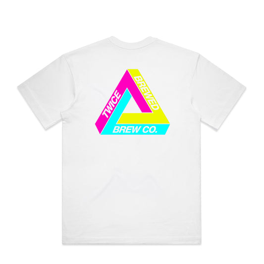 Twice Brewed Triangle Logo Premium Box Fit T-Shirt (White)